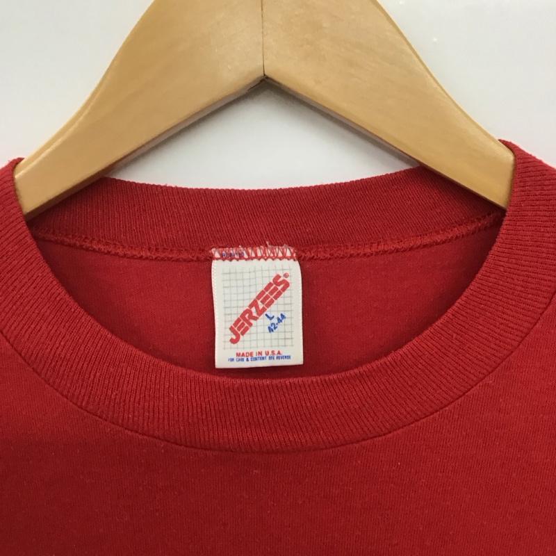 ジャージーズ JERZEES Tシャツ 半袖 半袖カットソー プリントTシャツ クルーネックカットソー L プリント 赤 / レッド /  メンズ USED 古着 中古 10147013