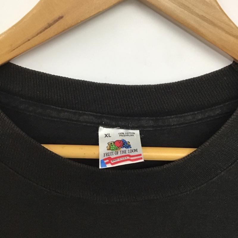 フルーツオブザルーム FRUIT OF THE LOOM Tシャツ 半袖 半袖カットソー プリントTシャツ クルーネックカットソー 90s kool XL ロゴ、文字 黒 / ブラック /  メンズ USED 古着 中古 10147015