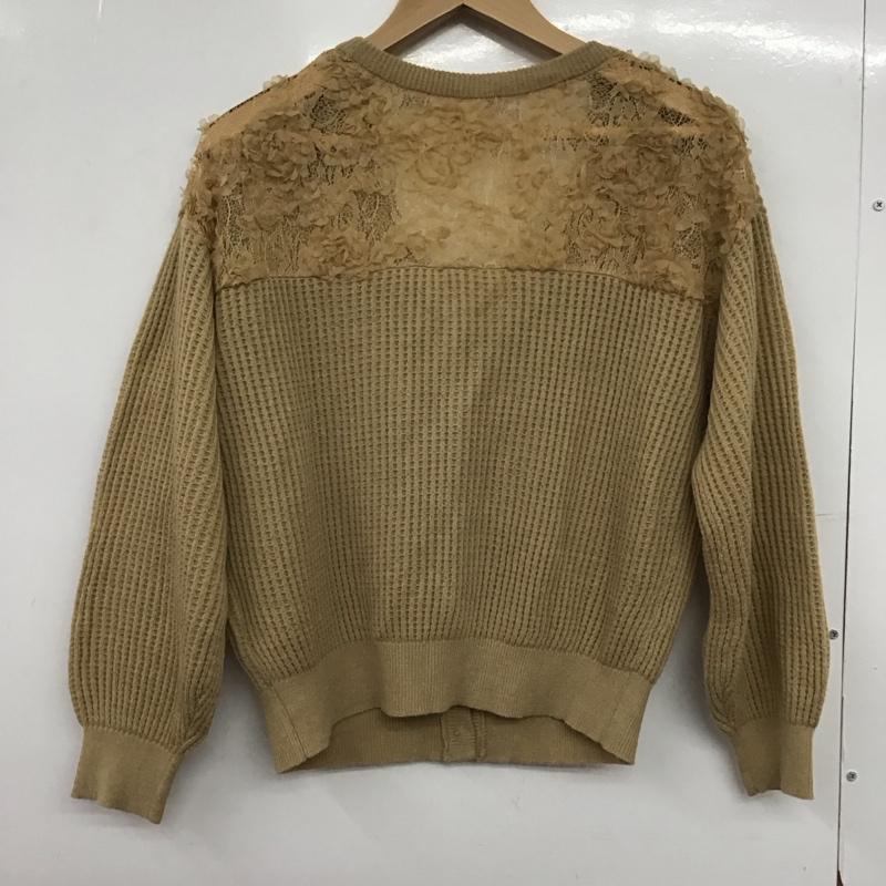 アクシーズファム axes femme カーディガン 長袖 長袖ニットカーディガン 前ボタン ノーカラー M 総柄 ベージュ / ベージュ /  レディース USED 古着 中古 10147039