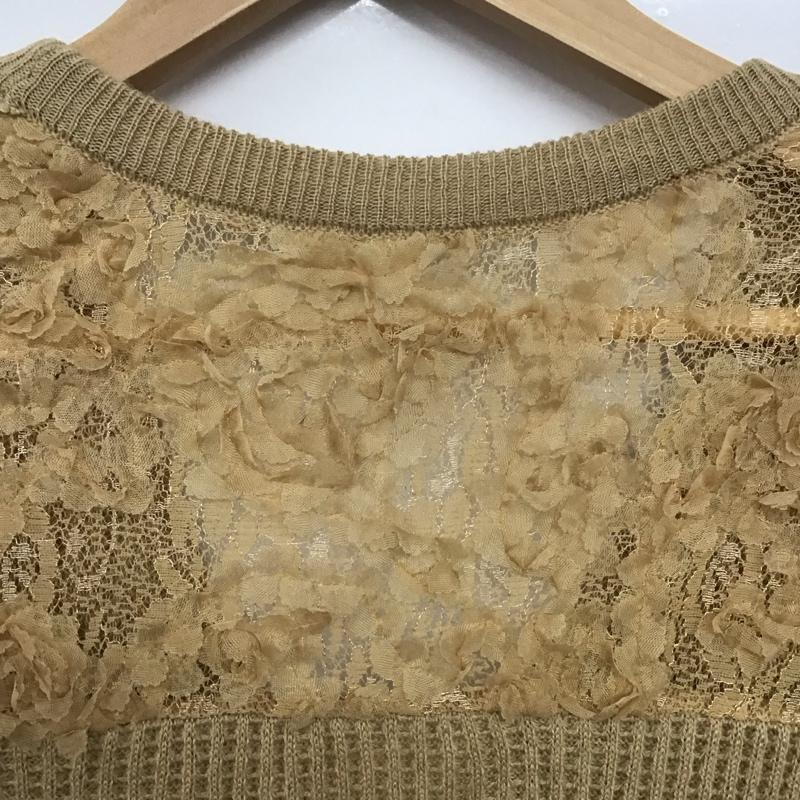 アクシーズファム axes femme カーディガン 長袖 長袖ニットカーディガン 前ボタン ノーカラー M 総柄 ベージュ / ベージュ /  レディース USED 古着 中古 10147039