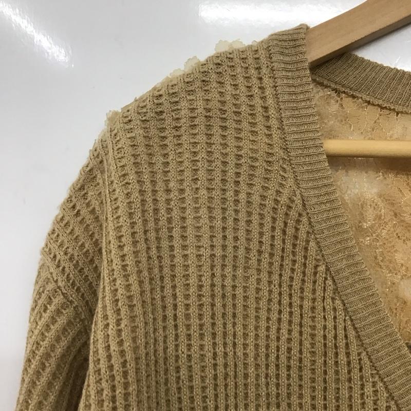 アクシーズファム axes femme カーディガン 長袖 長袖ニットカーディガン 前ボタン ノーカラー M 総柄 ベージュ / ベージュ /  レディース USED 古着 中古 10147039