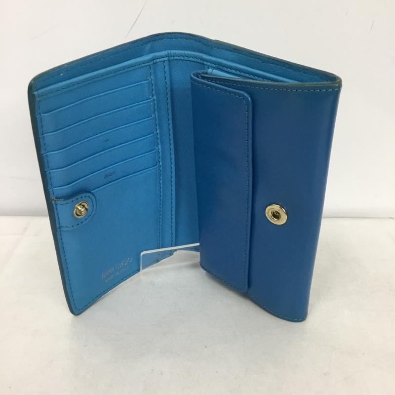ジミーチュウ JIMMY CHOO 財布 二つ折り MARLIE 箱有 ロゴ、文字 青 / ブルー /  レディース USED 古着 中古 10147133