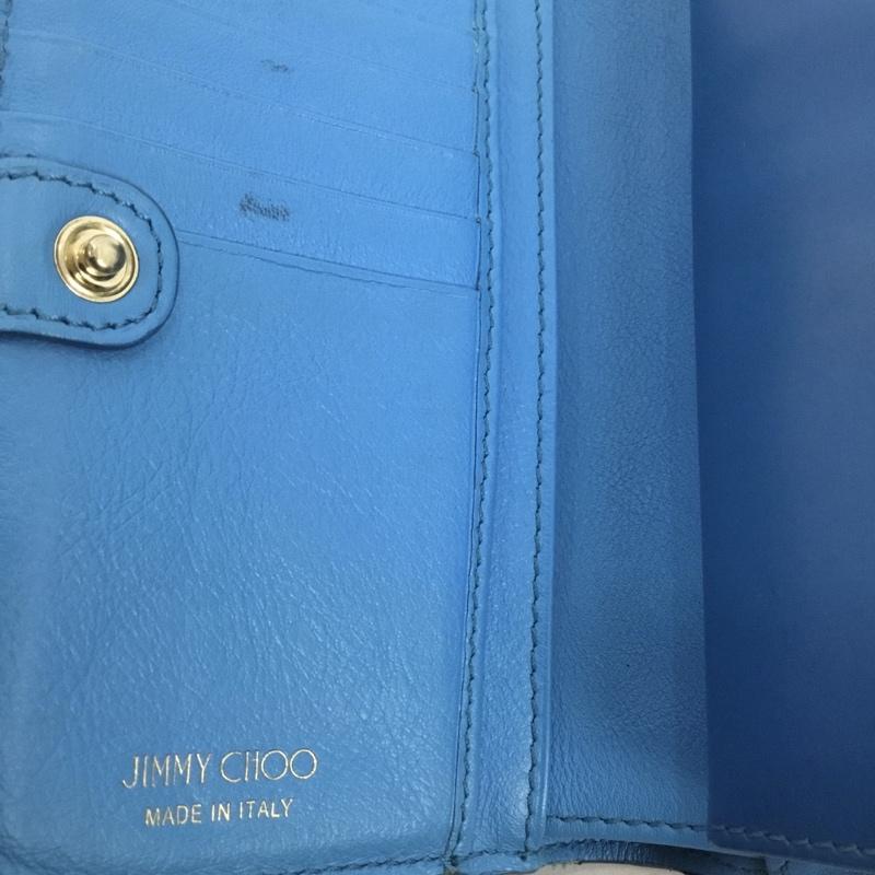 ジミーチュウ JIMMY CHOO 財布 二つ折り MARLIE 箱有 ロゴ、文字 青 / ブルー /  レディース USED 古着 中古 10147133