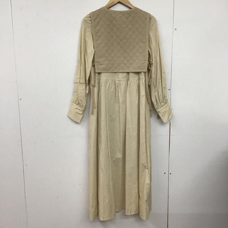 ダブルクローゼット w closet ワンピース ロングスカート 350059 キルティングベスト 長袖ワンピース セット 無地 ベージュ / ベージュ /  レディース USED 古着 中古 10147149