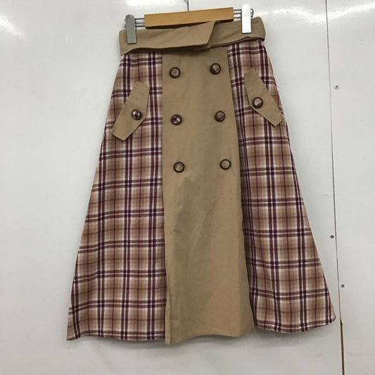 アクシーズファム axes femme スカート ひざ丈スカート M 無地 X チェック マルチカラー / マルチカラー /  レディース USED 古着 中古 10147183