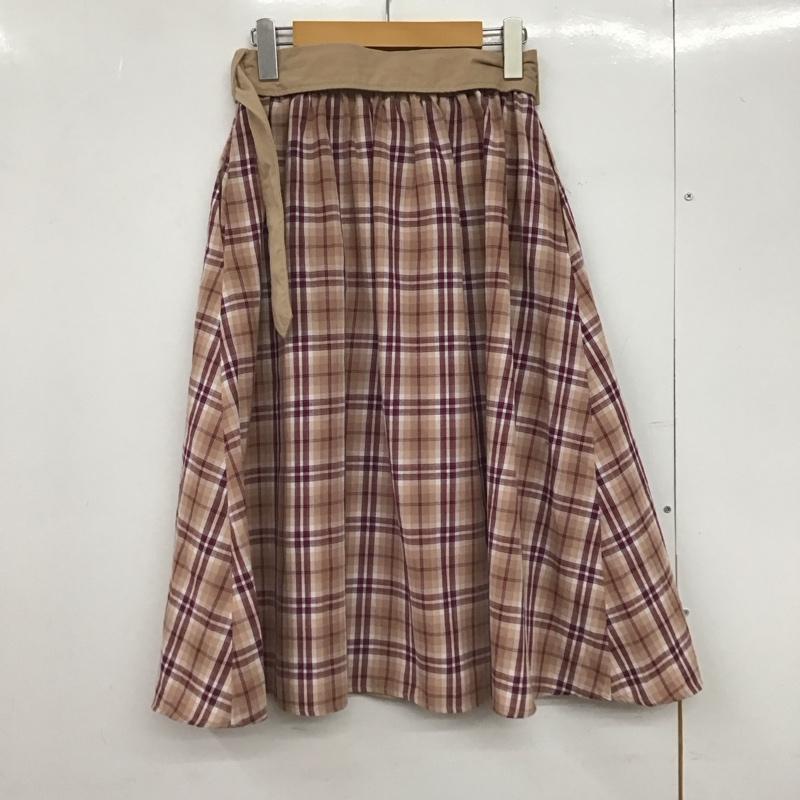 アクシーズファム axes femme スカート ひざ丈スカート M 無地 X チェック マルチカラー / マルチカラー /  レディース USED 古着 中古 10147183