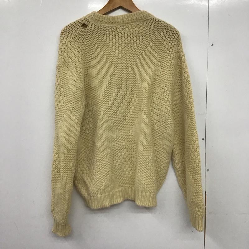 古着 USED カーディガン 長袖 長袖ニットカーディガン 前ボタン ノーカラー 60s M 無地 アイボリー / アイボリー /  メンズ USED 古着 中古 10147309