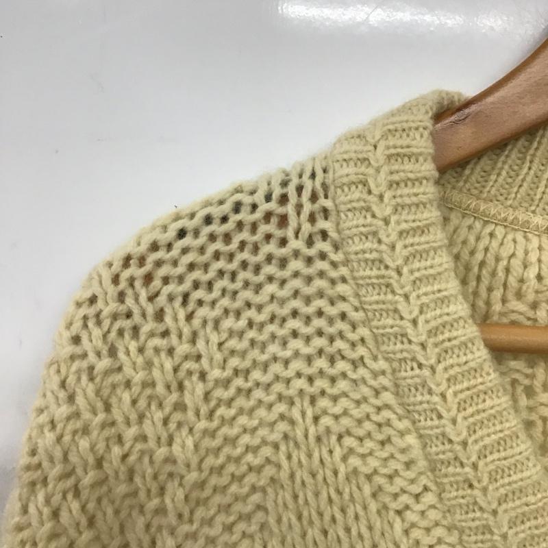 古着 USED カーディガン 長袖 長袖ニットカーディガン 前ボタン ノーカラー 60s M 無地 アイボリー / アイボリー /  メンズ USED 古着 中古 10147309