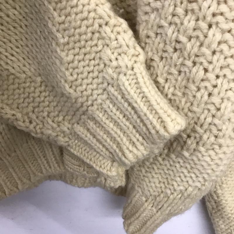 古着 USED カーディガン 長袖 長袖ニットカーディガン 前ボタン ノーカラー 60s M 無地 アイボリー / アイボリー /  メンズ USED 古着 中古 10147309