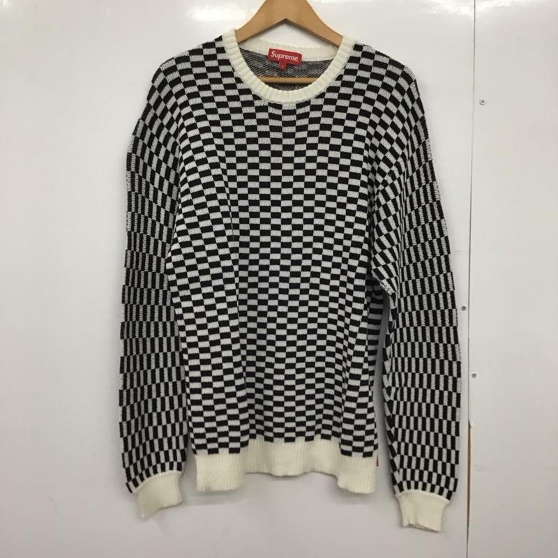シュプリーム Supreme ニット、セーター 長袖 20SS BackLogoSweater セーター ニット L 総柄 白 / ホワイト / X 黒 / ブラック /  メンズ USED 古着 中古 10147382