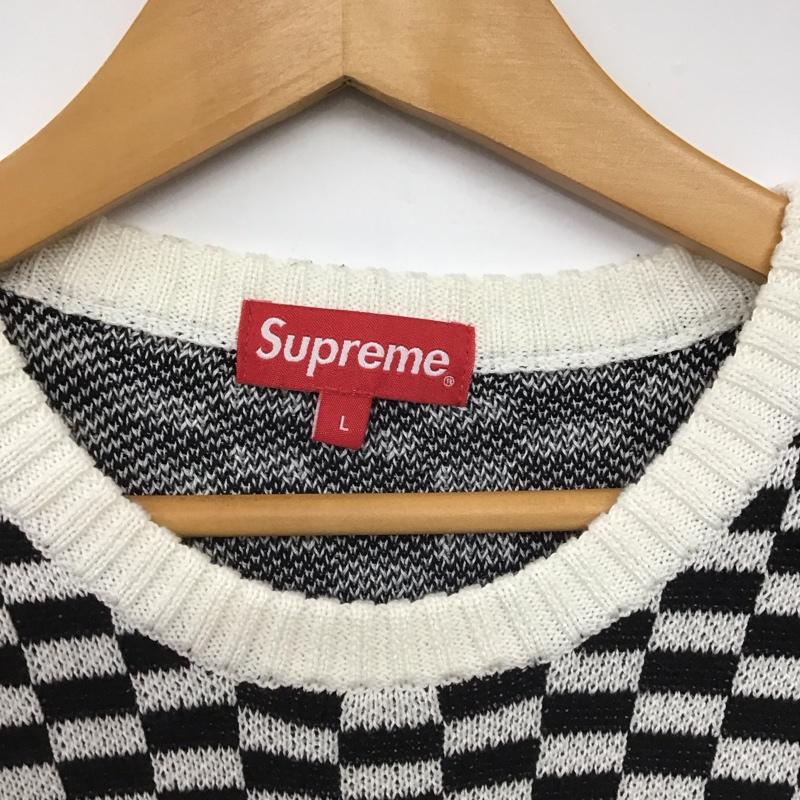 シュプリーム Supreme ニット、セーター 長袖 20SS BackLogoSweater セーター ニット L 総柄 白 / ホワイト / X 黒 / ブラック /  メンズ USED 古着 中古 10147382
