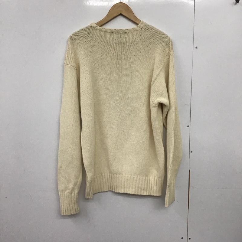 ポロラルフローレン POLO RALPH LAUREN ニット、セーター 長袖 長袖ニットカットソー クルーネック セーター L ロゴ、文字 アイボリー / アイボリー /  メンズ USED 古着 中古 10147467
