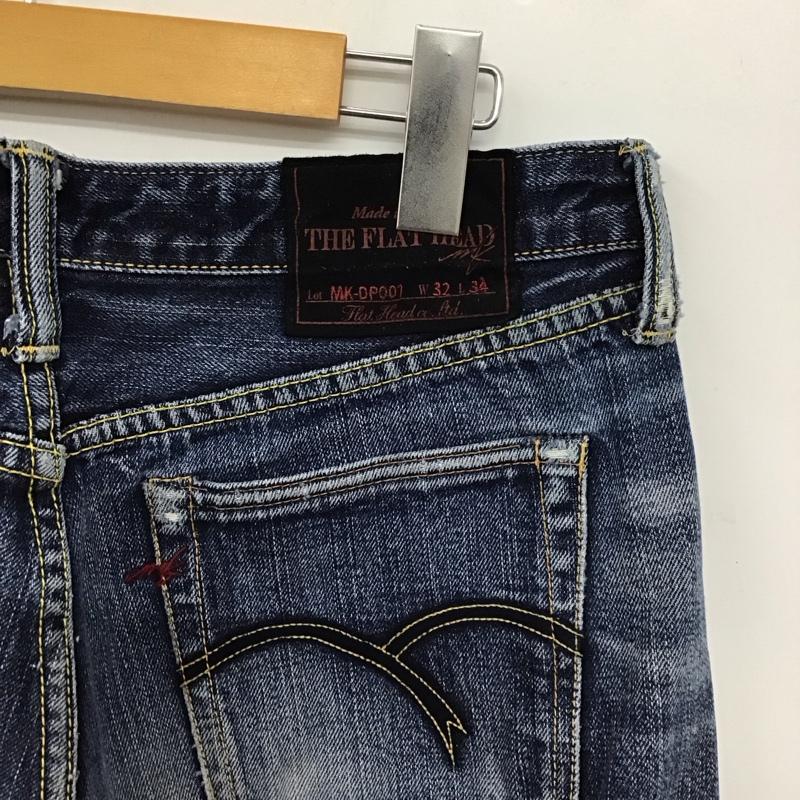 フラットヘッド FLATHEAD パンツ デニム、ジーンズ デニムパンツ スリムパンツ カジュアルパンツ mk-dp001 32インチ ダメージ加工 インディゴ / インディゴ /  メンズ USED 古着 中古 10147522