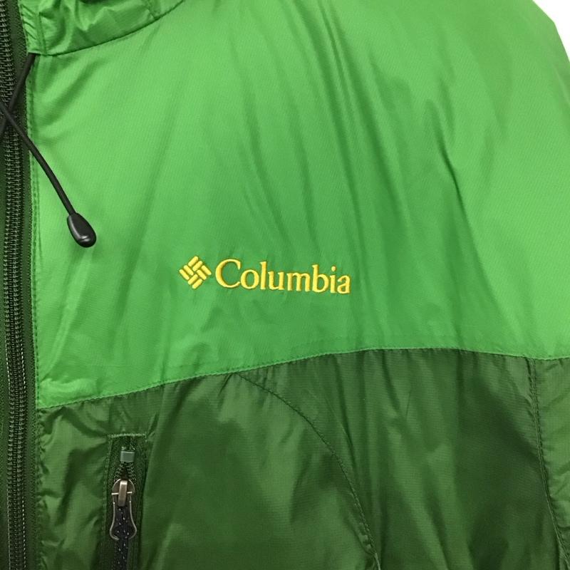コロンビア Columbia ジャケット、上着 ダウンジャケット ジップアップジャケット ダウンジャケット アウター XL ロゴ、文字 緑 / グリーン /  メンズ USED 古着 中古 10147534