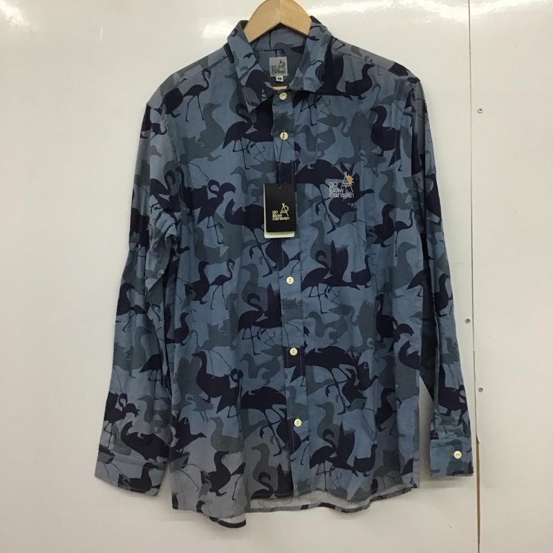 ゴースローキャラバン go slow caravan シャツ、ブラウス 長袖 長袖シャツ プリントシャツ カラーシャツ 5 プリント 青 / ブルー /  メンズ USED 古着 中古 10147539
