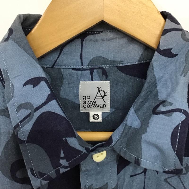 ゴースローキャラバン go slow caravan シャツ、ブラウス 長袖 長袖シャツ プリントシャツ カラーシャツ 5 プリント 青 / ブルー /  メンズ USED 古着 中古 10147539