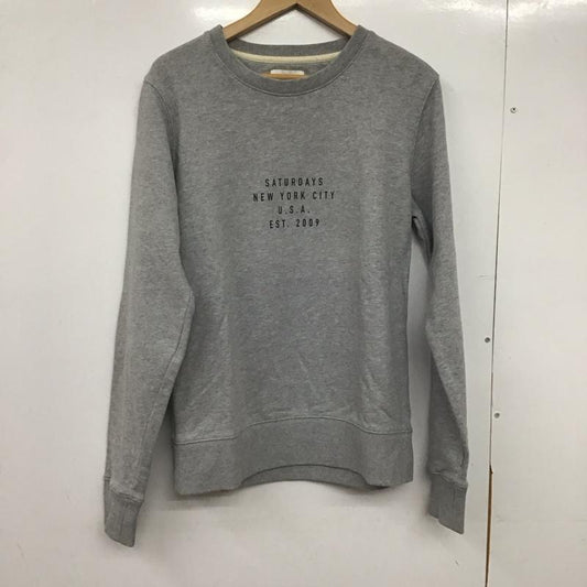 サタデーズサーフニューヨークシティー SATURDAYS SURF NYC トレーナー 長袖 長袖トレーナー スウェット クルーネック プルオーバー S ロゴ、文字 灰 / グレー /  メンズ USED 古着 中古 10147585