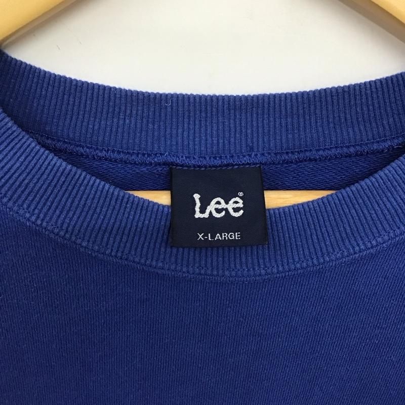 リー Lee トレーナー 長袖 長袖トレーナー スウェット クルーネック プルオーバー XL ロゴ、文字 青 / ブルー /  メンズ USED 古着 中古 10147617