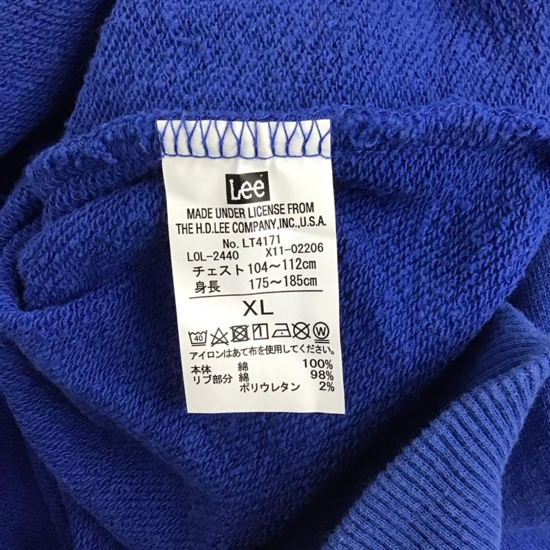 リー Lee トレーナー 長袖 長袖トレーナー スウェット クルーネック プルオーバー XL ロゴ、文字 青 / ブルー /  メンズ USED 古着 中古 10147617