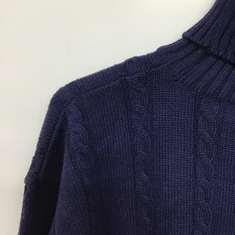 ヘリーハンセン HELLY HANSEN ニット、セーター 長袖 長袖ニットカットソー タートルネック セーター M  紺 / ネイビー /  メンズ USED 古着 中古 10147622