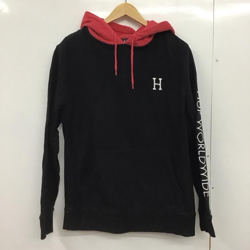ハフ HUF パーカー 長袖 長袖パーカー プルオーバーパーカー スウェット M ロゴ、文字 黒 / ブラック /  メンズ USED 古着 中古 10147624