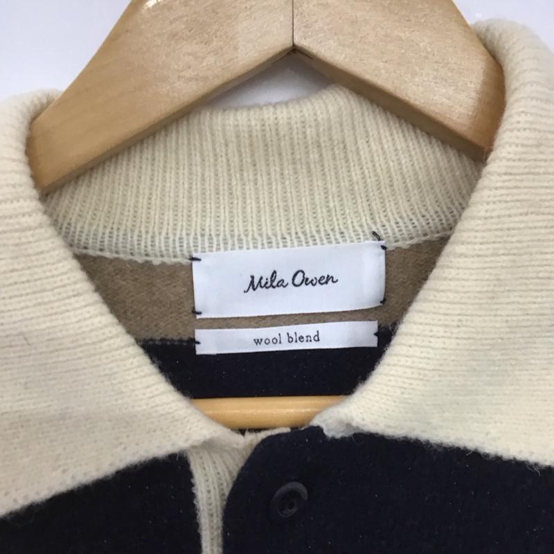 ミラオーウェン Mila Owen ニット、セーター 長袖 長袖ニット カラーニットカットソー プルオーバー ONE SIZE ボーダー柄 キャメル / キャメル / X 紺 / ネイビー /  レディース USED 古着 中古 10147645