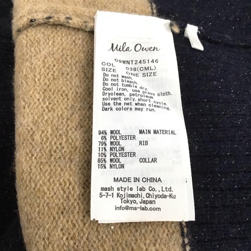 ミラオーウェン Mila Owen ニット、セーター 長袖 長袖ニット カラーニットカットソー プルオーバー ONE SIZE ボーダー柄 キャメル / キャメル / X 紺 / ネイビー /  レディース USED 古着 中古 10147645