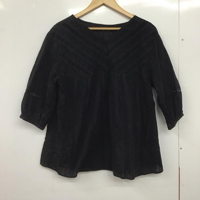 ユナイテッドアローズグリーンレーベルリラクシング UNITED ARROWS green label relaxing カットソー 半袖 半袖カットソー シャツ プルオーバー 総柄 黒 / ブラック /  レディース USED 古着 中古 10147668