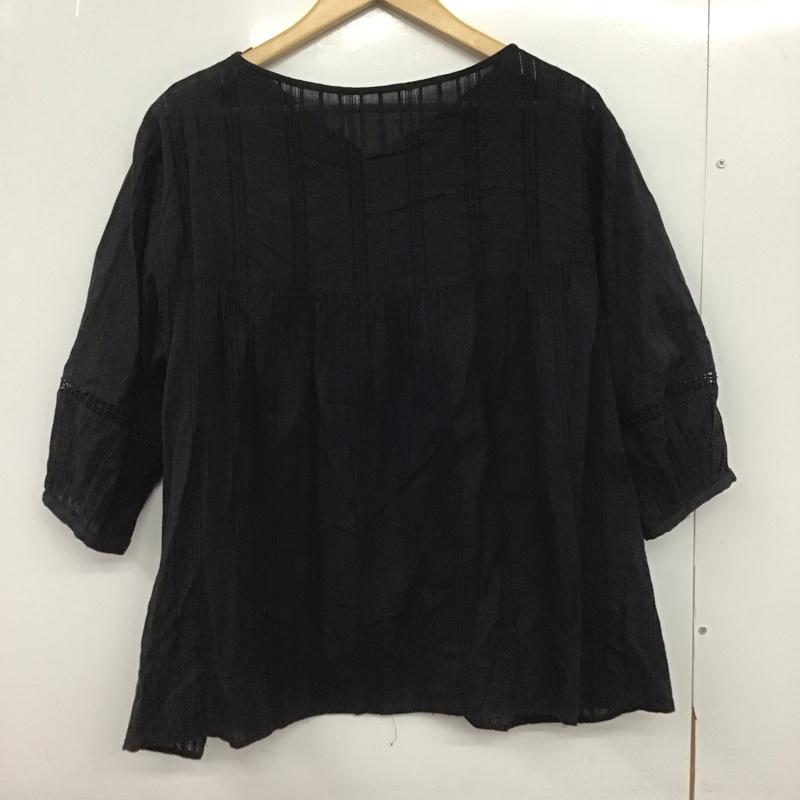 ユナイテッドアローズグリーンレーベルリラクシング UNITED ARROWS green label relaxing カットソー 半袖 半袖カットソー シャツ プルオーバー 総柄 黒 / ブラック /  レディース USED 古着 中古 10147668