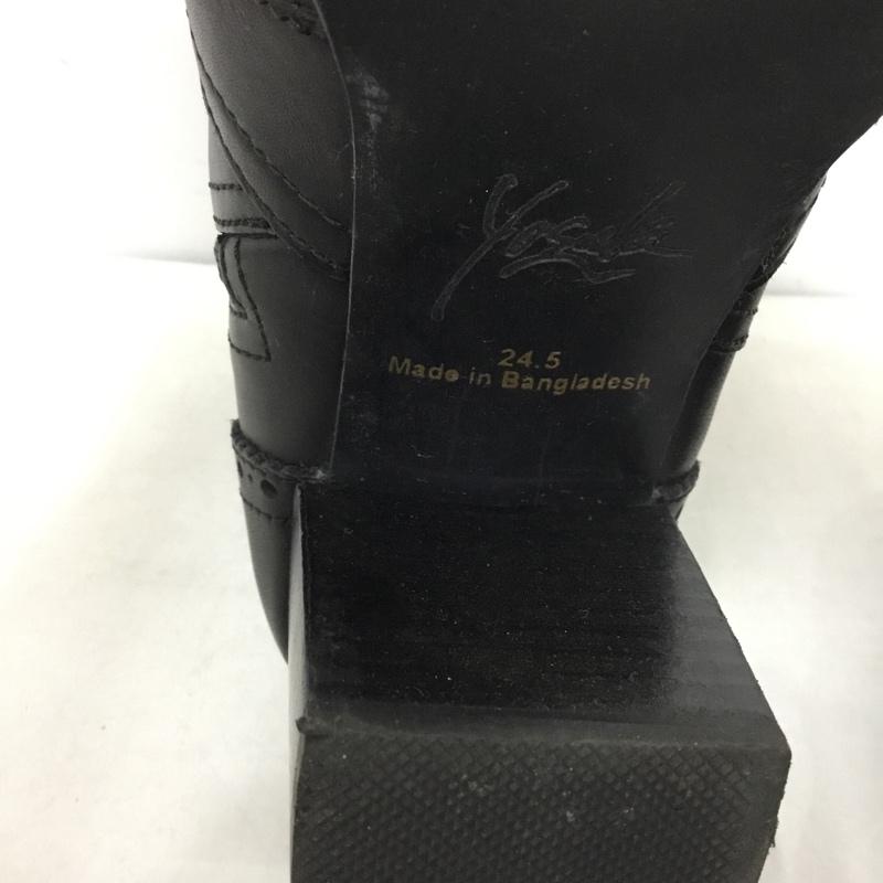 ヨースケ YOSUKE ブーツ ショートブーツ サイドゴアブーツ ウィングチップ ヒール 24.5cm 24.5cm  黒 / ブラック /  メンズ USED 古着 中古 10147712
