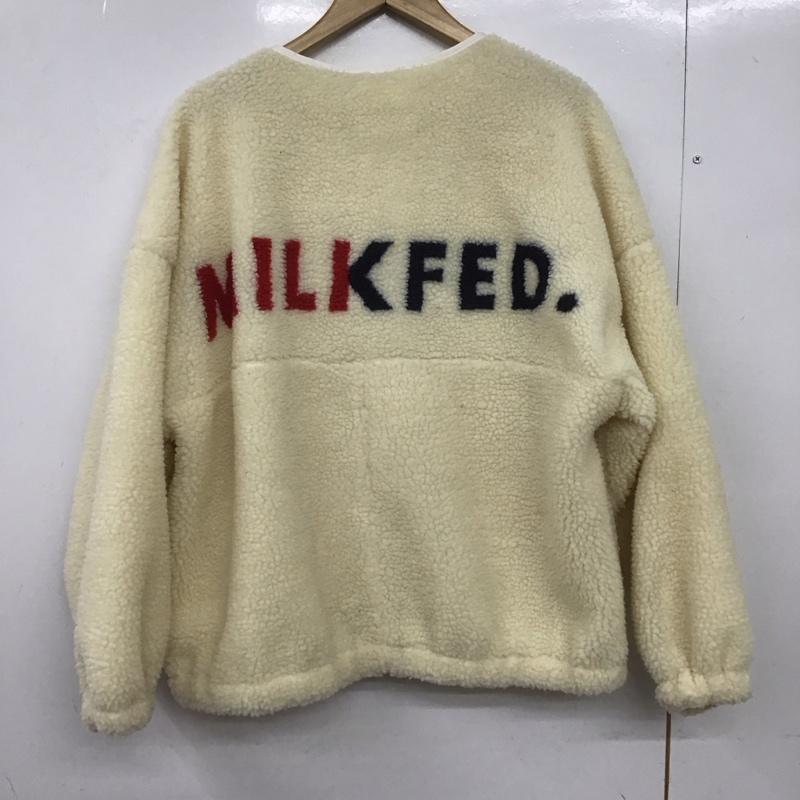 ミルクフェド MILKFED. ジャケット、上着 ジャケット、ブレザー 103203021005 BACK LOGO BOA ZIP UP V-NECK JACKET ボアジャケット ONE SIZE ロゴ、文字 アイボリー / アイボリー /  レディース USED 古着 中古 10147744