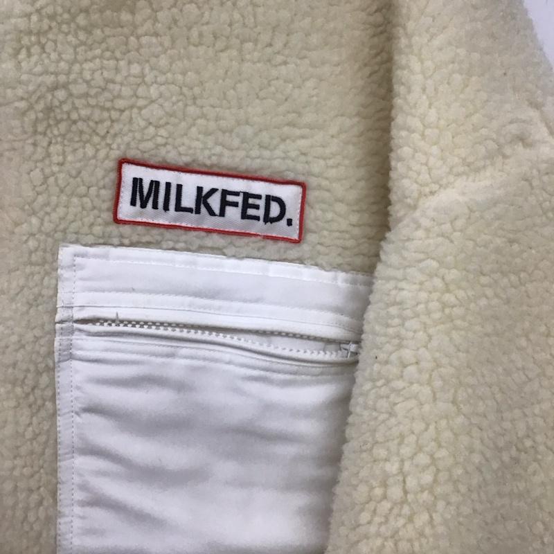 ミルクフェド MILKFED. ジャケット、上着 ジャケット、ブレザー 103203021005 BACK LOGO BOA ZIP UP V-NECK JACKET ボアジャケット ONE SIZE ロゴ、文字 アイボリー / アイボリー /  レディース USED 古着 中古 10147744