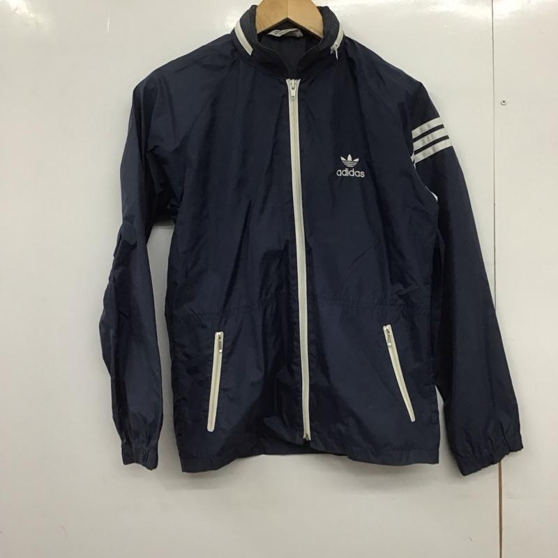 アディダス adidas ジャケット、上着 ジャンパー、ブルゾン ジップアップジャケット ナイロンジャケット アウター M ロゴ、文字 紺 / ネイビー /  メンズ USED 古着 中古 10147759