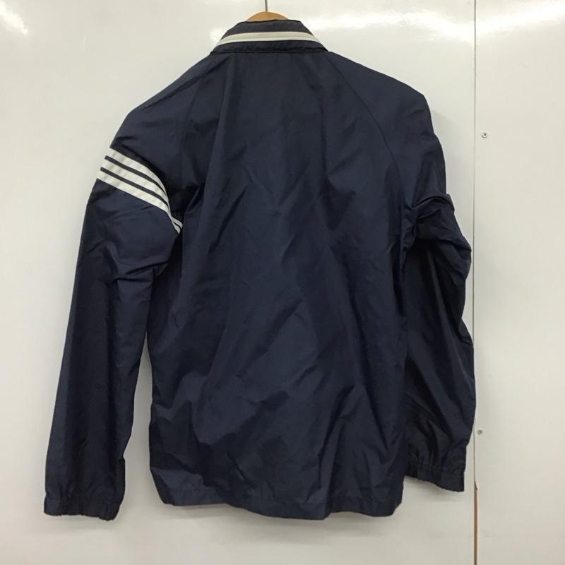 アディダス adidas ジャケット、上着 ジャンパー、ブルゾン ジップアップジャケット ナイロンジャケット アウター M ロゴ、文字 紺 / ネイビー /  メンズ USED 古着 中古 10147759