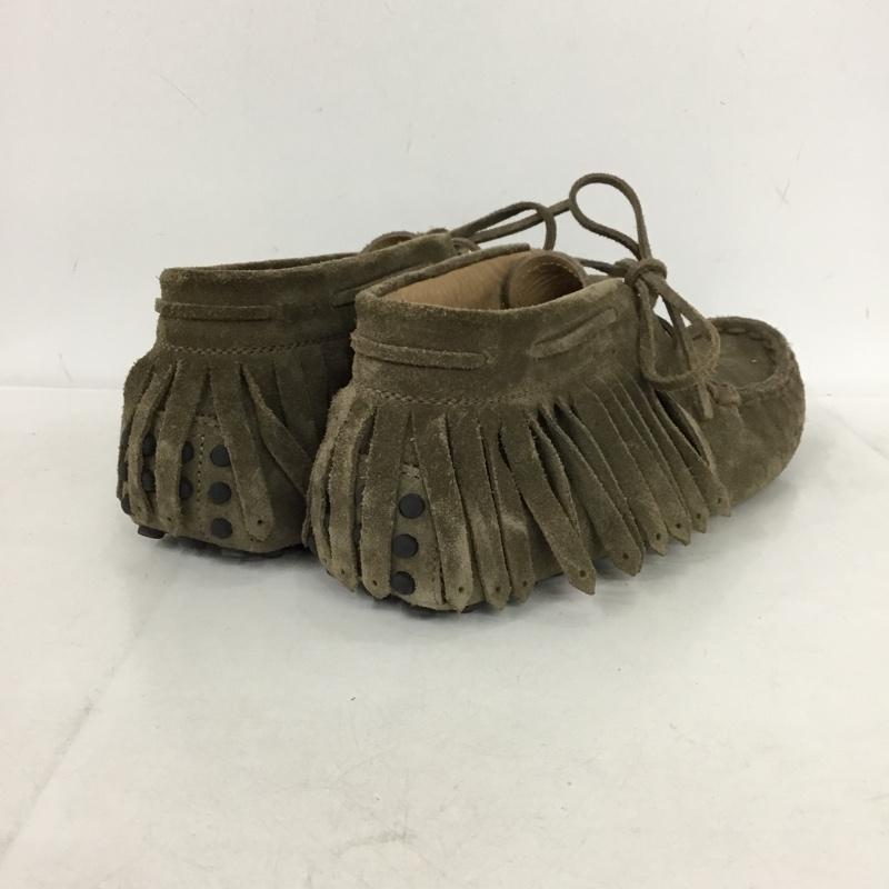 トッズ TOD S ブーツ ショートブーツ フリンジ モカシン 7 1/2 無地 灰 / グレー /  メンズ USED 古着 中古 10147765
