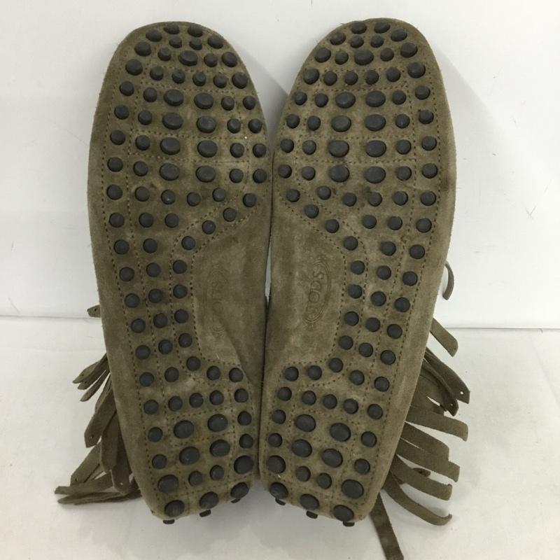 トッズ TOD S ブーツ ショートブーツ フリンジ モカシン 7 1/2 無地 灰 / グレー /  メンズ USED 古着 中古 10147765