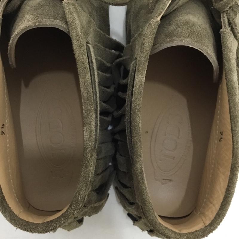 トッズ TOD S ブーツ ショートブーツ フリンジ モカシン 7 1/2 無地 灰 / グレー /  メンズ USED 古着 中古 10147765