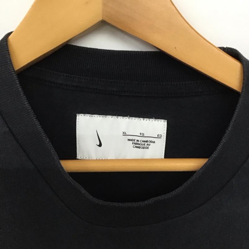 ナイキ NIKE Tシャツ 半袖 半袖カットソー プリントTシャツ クルーネックカットソー XL ロゴ、文字 黒 / ブラック /  メンズ USED 古着 中古 10147856