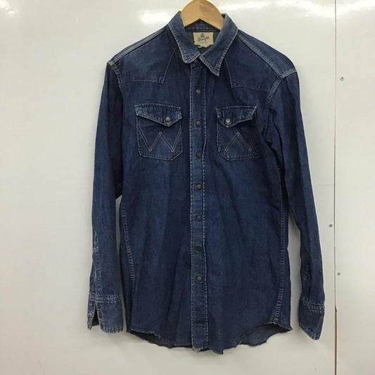 ラングラー Wrangler シャツ、ブラウス 長袖 デニムシャツ 長袖シャツ ロゴ、文字 インディゴ / インディゴ /  メンズ USED 古着 中古 10148055