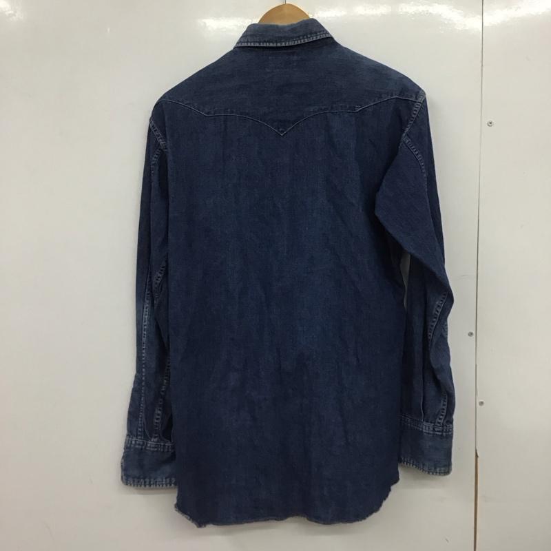 ラングラー Wrangler シャツ、ブラウス 長袖 デニムシャツ 長袖シャツ ロゴ、文字 インディゴ / インディゴ /  メンズ USED 古着 中古 10148055
