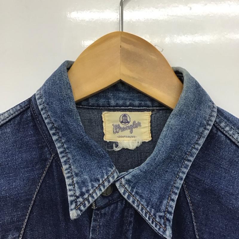 ラングラー Wrangler シャツ、ブラウス 長袖 デニムシャツ 長袖シャツ ロゴ、文字 インディゴ / インディゴ /  メンズ USED 古着 中古 10148055