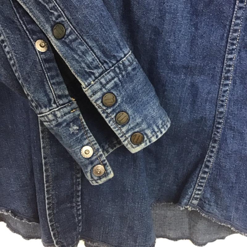 ラングラー Wrangler シャツ、ブラウス 長袖 デニムシャツ 長袖シャツ ロゴ、文字 インディゴ / インディゴ /  メンズ USED 古着 中古 10148055