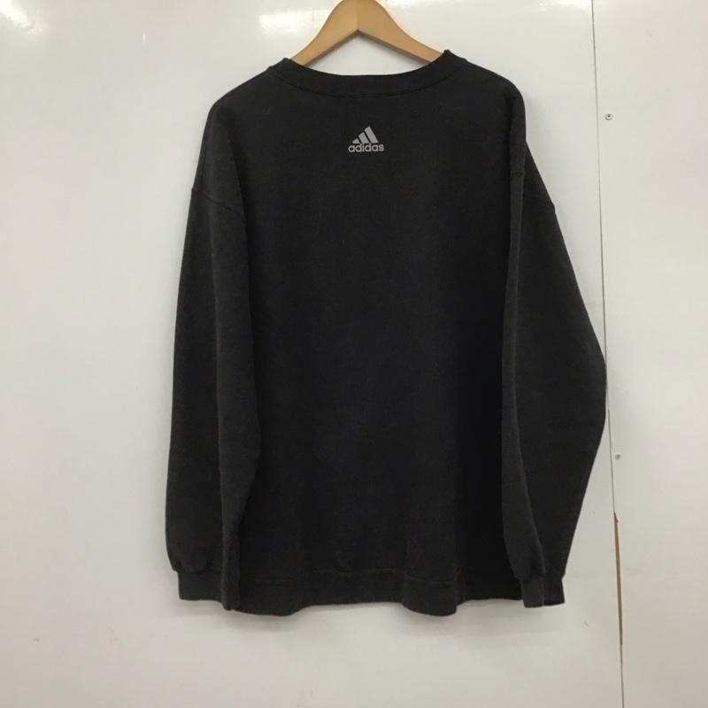 アディダス adidas トレーナー 長袖 長袖トレーナー スウェット クルーネック プルオーバー L ロゴ、文字 ダークグレー / ダークグレー /  メンズ USED 古着 中古 10148065