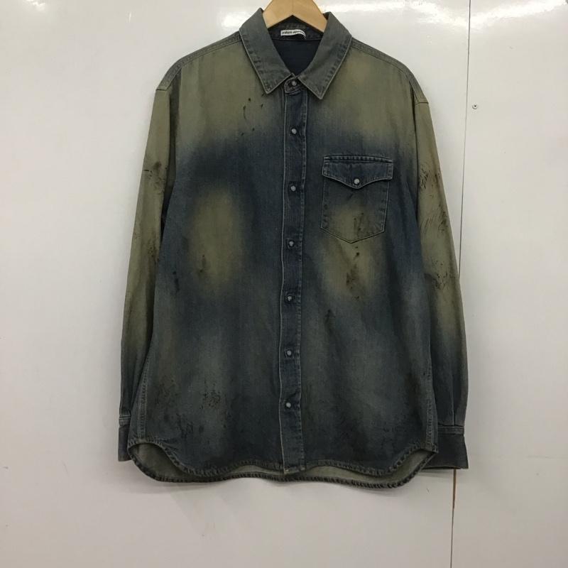 ユニフォームエクスペリメント uniform experiment シャツ、ブラウス 長袖 ue-242041 24AW DENIMSHIRT 長袖シャツ 1 ダメージ加工 インディゴ / インディゴ /  メンズ USED 古着 中古 10148073