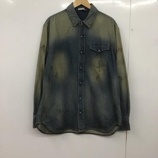 ユニフォームエクスペリメント uniform experiment シャツ、ブラウス 長袖 ue-242041 24AW DENIMSHIRT 長袖シャツ 1 ダメージ加工 インディゴ / インディゴ /  メンズ USED 古着 中古 10148073