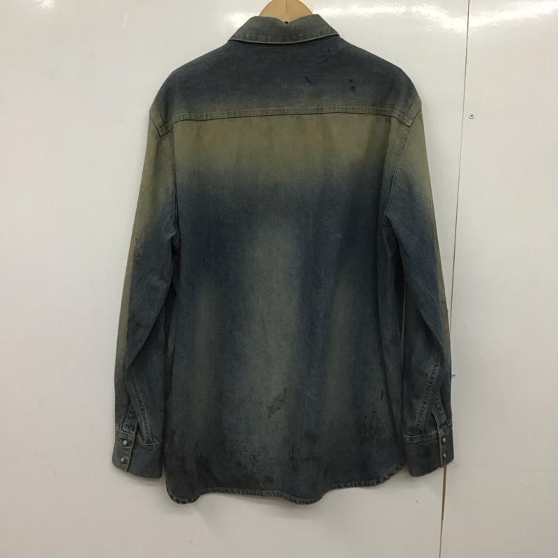 ユニフォームエクスペリメント uniform experiment シャツ、ブラウス 長袖 ue-242041 24AW DENIMSHIRT 長袖シャツ 1 ダメージ加工 インディゴ / インディゴ /  メンズ USED 古着 中古 10148073