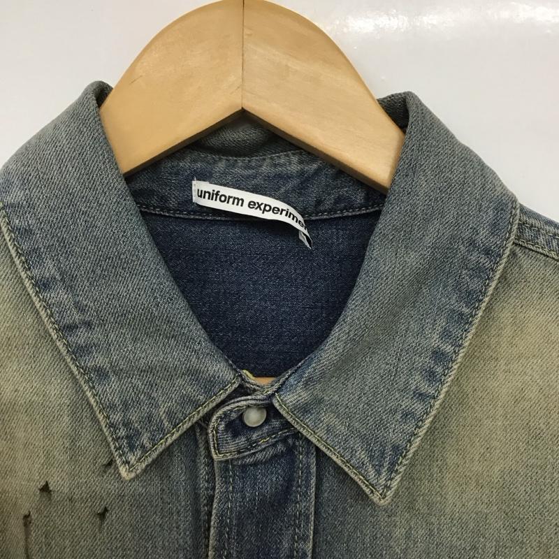 ユニフォームエクスペリメント uniform experiment シャツ、ブラウス 長袖 ue-242041 24AW DENIMSHIRT 長袖シャツ 1 ダメージ加工 インディゴ / インディゴ /  メンズ USED 古着 中古 10148073