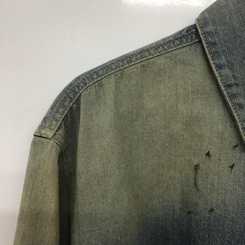 ユニフォームエクスペリメント uniform experiment シャツ、ブラウス 長袖 ue-242041 24AW DENIMSHIRT 長袖シャツ 1 ダメージ加工 インディゴ / インディゴ /  メンズ USED 古着 中古 10148073