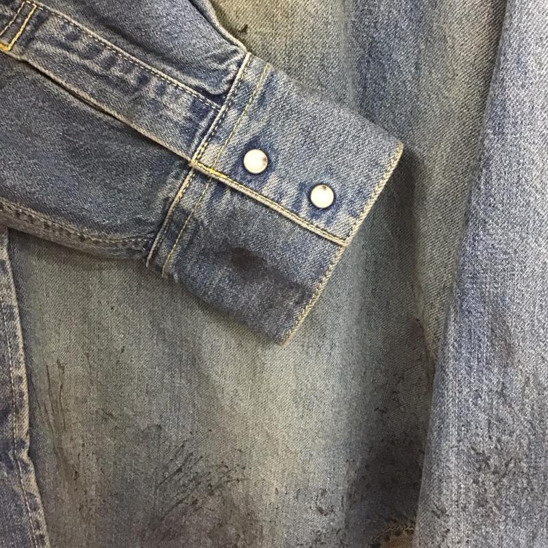 ユニフォームエクスペリメント uniform experiment シャツ、ブラウス 長袖 ue-242041 24AW DENIMSHIRT 長袖シャツ 1 ダメージ加工 インディゴ / インディゴ /  メンズ USED 古着 中古 10148073