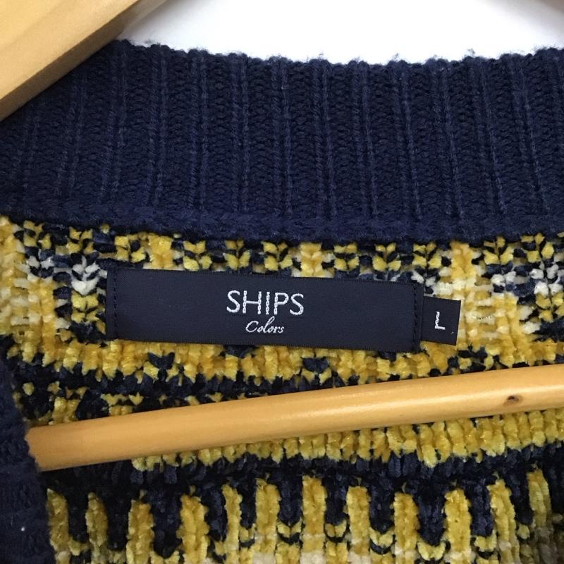 シップス SHIPS ニット、セーター 長袖 長袖ニットカットソー クルーネック セーター L プリント マルチカラー / マルチカラー /  メンズ USED 古着 中古 10148094